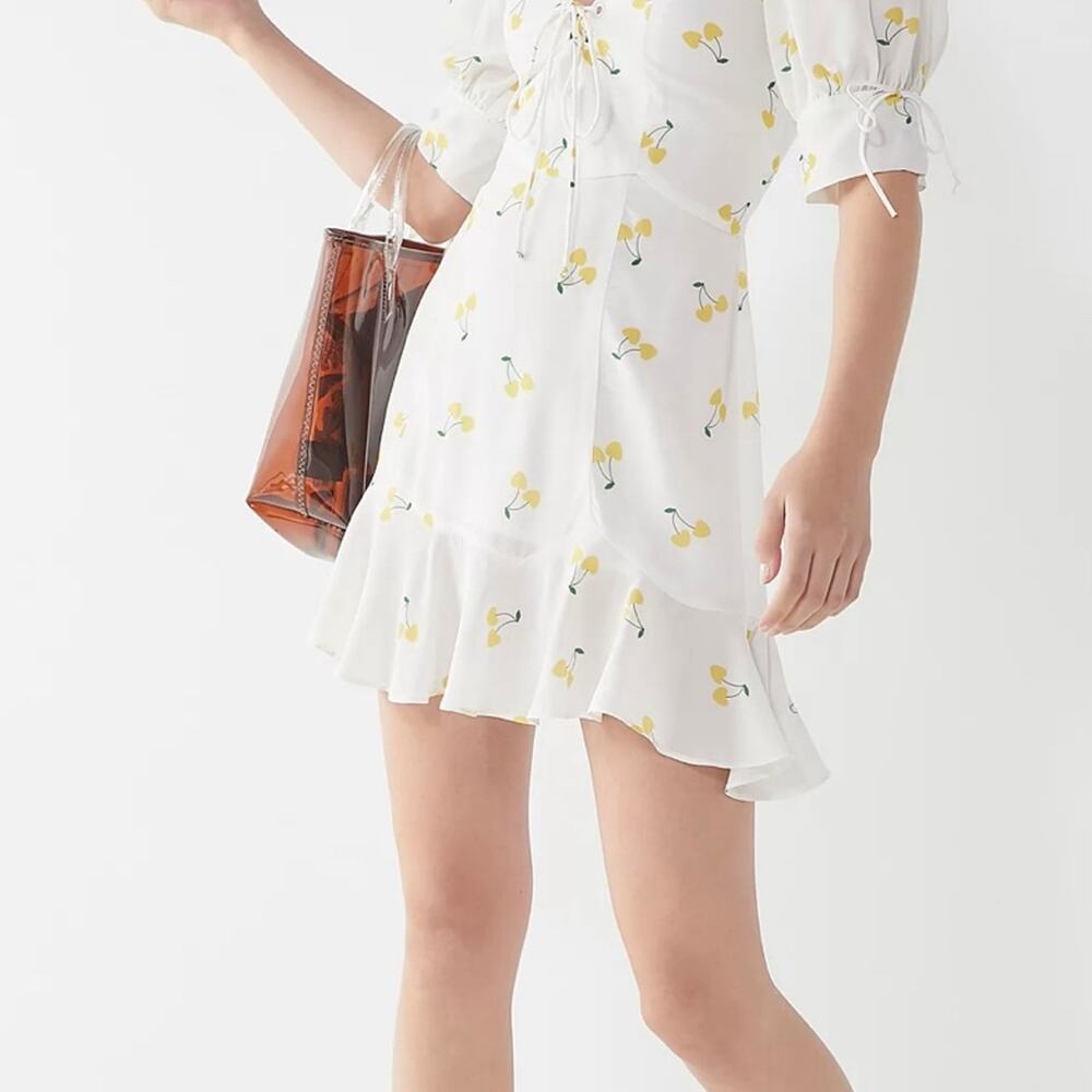 For Love & Lemons Ashland Lace-up White Yellow Cherry Dress Small New Urban Out